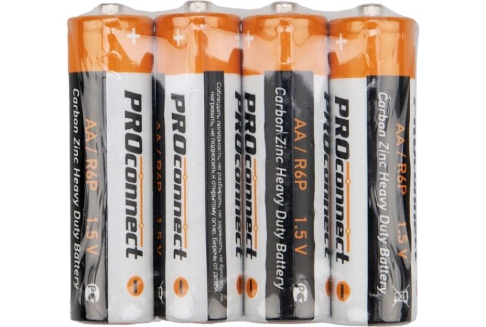 Батарейка Proconnect 30-0010 солевая AA/R6, 1,5B, 4 шт Батарейка Proconnect 30-0010 солевая AA/R6, 1,5B, 4 шт