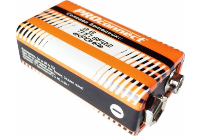 Батарейка Proconnect 30-0030 солевая 6F22 "Крона" 9В, 1 шт Батарейка Proconnect 30-0030 солевая 6F22 "Крона" 9В, 1 шт